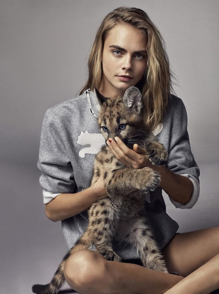 Cara Delevingne Poses with Cute Cub in PUMA Campaign - Wardrobe
