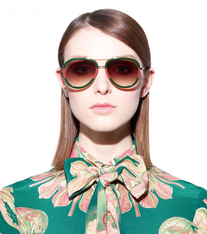 red and green gucci aviator sunglasses