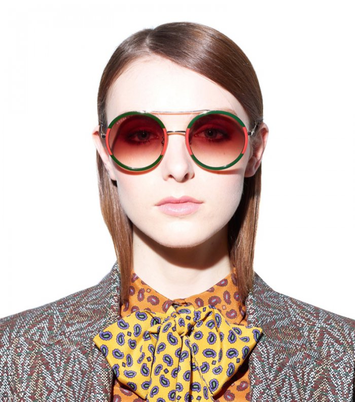 gucci red round sunglasses