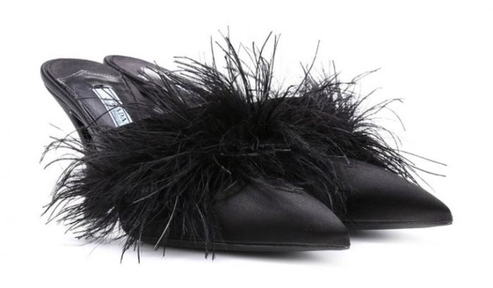 prada feather mules