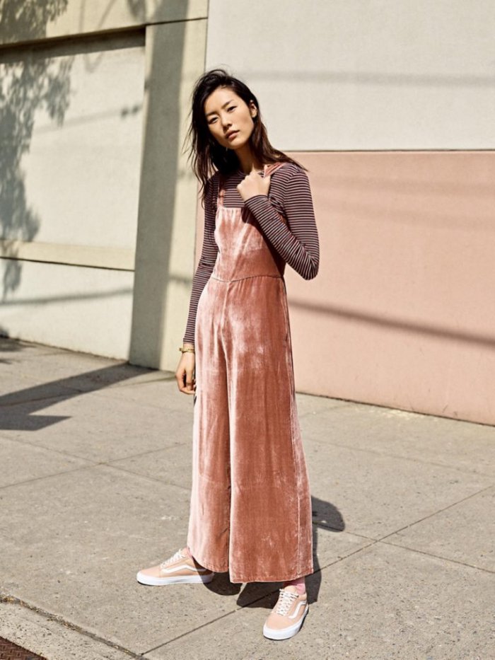 madewell crushed velvet mockneck dress